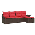 vidaXL Garden Sofa Set 5 pcs Brown and Red 251 x 117 x 85 cm