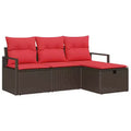 vidaXL Garden Sofa Set 4 pcs Brown and Red 175 x 117 x 85 cm