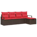 vidaXL Garden Sofa Set 5 pcs Brown and red 230 x 117 x 85 cm