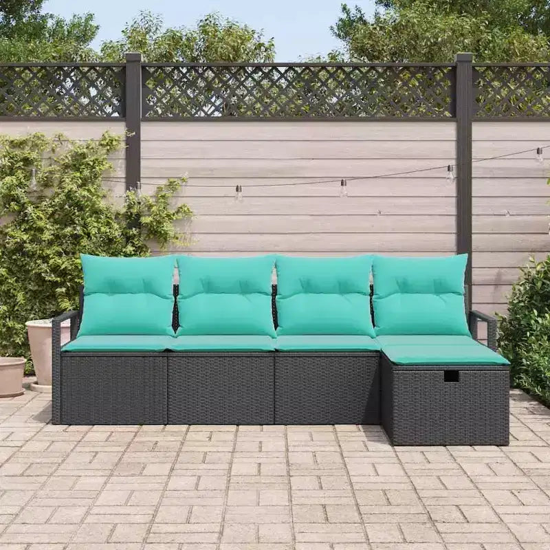 vidaXL 5 részes kerti ülőgarnitúra, barna és piros, 230 x 117 x 85 cm