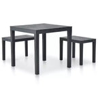 vidaXL Gartenmöbelgarnitur, 3-teilig, Gartenbank und Tisch aus Kunststoff