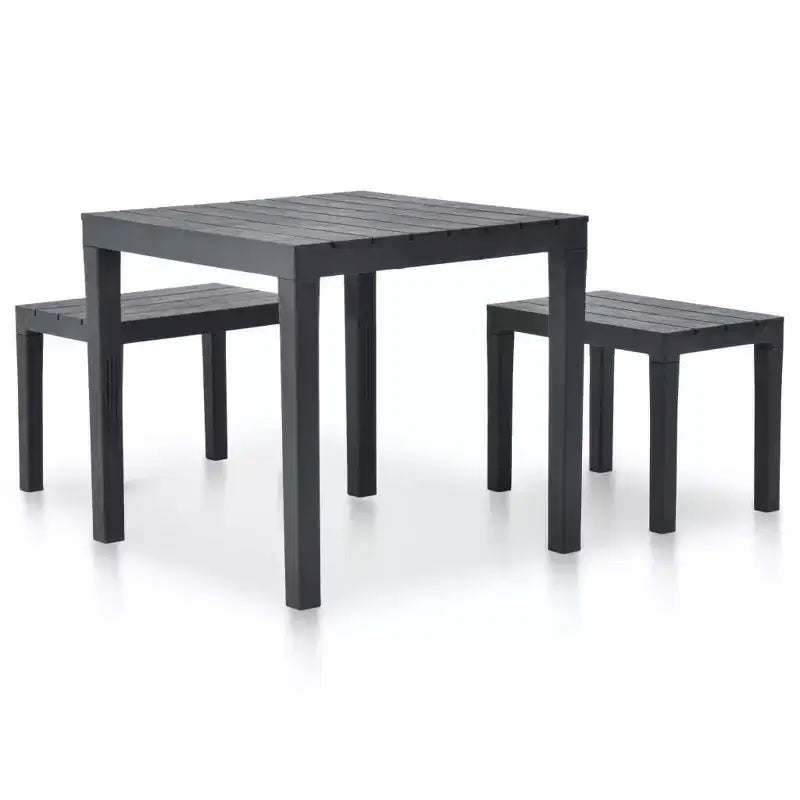 vidaXL Gartenmöbelgarnitur, 3-teilig, Gartenbank und Tisch aus Kunststoff