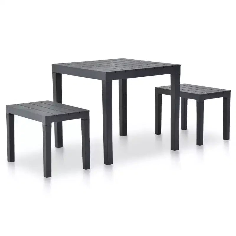 vidaXL Patio Furniture Set 3 Piece Outdoor Bench and Table Dining Set Plastic