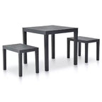 vidaXL Patio Furniture Set 3 Piece Outdoor Bench and Table Dining Set Plastic