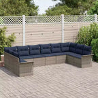 vidaXL Gartensofaset mit Kissen, 10-teilig, braunes Poly-Rattan