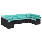vidaXL Gartensofaset mit Kissen, 10-teilig, braunes Poly-Rattan