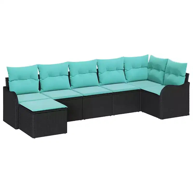 vidaXL Garden Sofa Set with Cushion 7 pcs Poly rattan