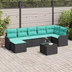 vidaXL Gartensofa-Set mit Kissen, 7-teilig, Poly-Rattan