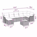 vidaXL Gartensofa-Set mit Kissen, 7-teilig, Poly-Rattan