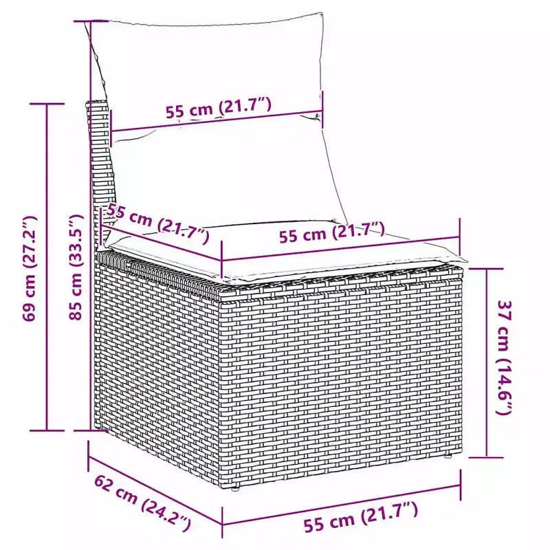 vidaXL Gartensofa-Set mit Kissen 6-teilig Braun Poly-Rattan