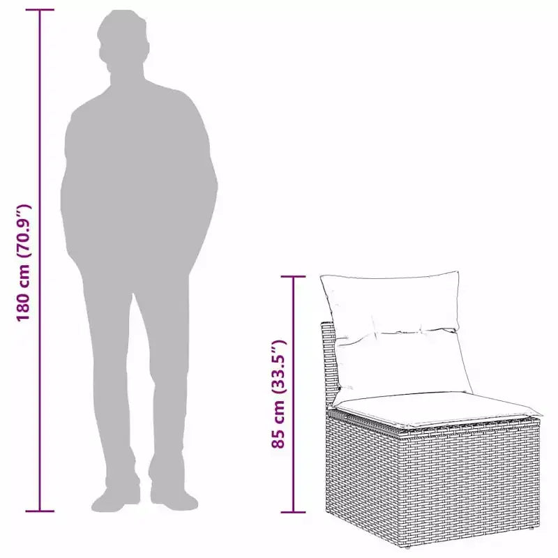 vidaXL Gartensofa-Set mit Kissen 6-teilig Braun Poly-Rattan