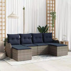 vidaXL Gartensofa-Set mit Kissen 6-teilig Braun Poly-Rattan