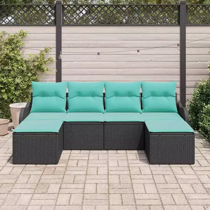 vidaXL Gartensofa-Set mit Kissen 6-teilig Braun Poly-Rattan
