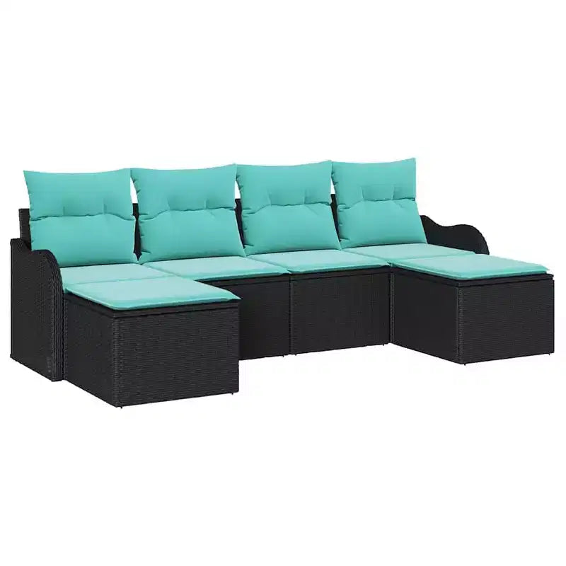 vidaXL Gartensofa-Set mit Kissen 6-teilig Braun Poly-Rattan