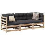 vidaXL Ensemble de canapé de jardin en bois naturel, en pin massif, modulaire, taille moyenne