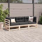 vidaXL Ensemble de canapé de jardin en bois naturel, en pin massif, modulaire, taille moyenne