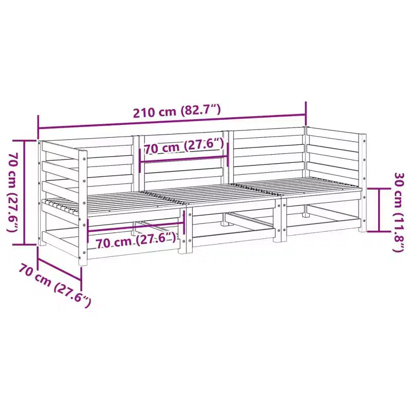 vidaXL Ensemble de canapé de jardin en bois naturel, en pin massif, modulaire, taille moyenne