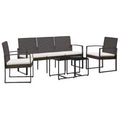 vidaXL Patio Dining Set 5 Pcs Outdoor Table and Chair with Cushions PP Rattan