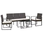 vidaXL Patio Dining Set 5 Pcs Outdoor Table and Chair with Cushions PP Rattan