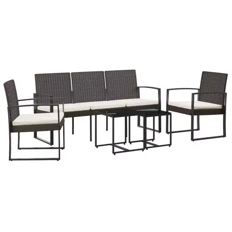 vidaXL Patio Dining Set 5 Pcs Outdoor Table and Chair with Cushions PP Rattan