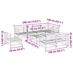 Set di divani da giardino vidaXL in legno massello di pino, componibile modulare da esterno, 9 pezzi, grande