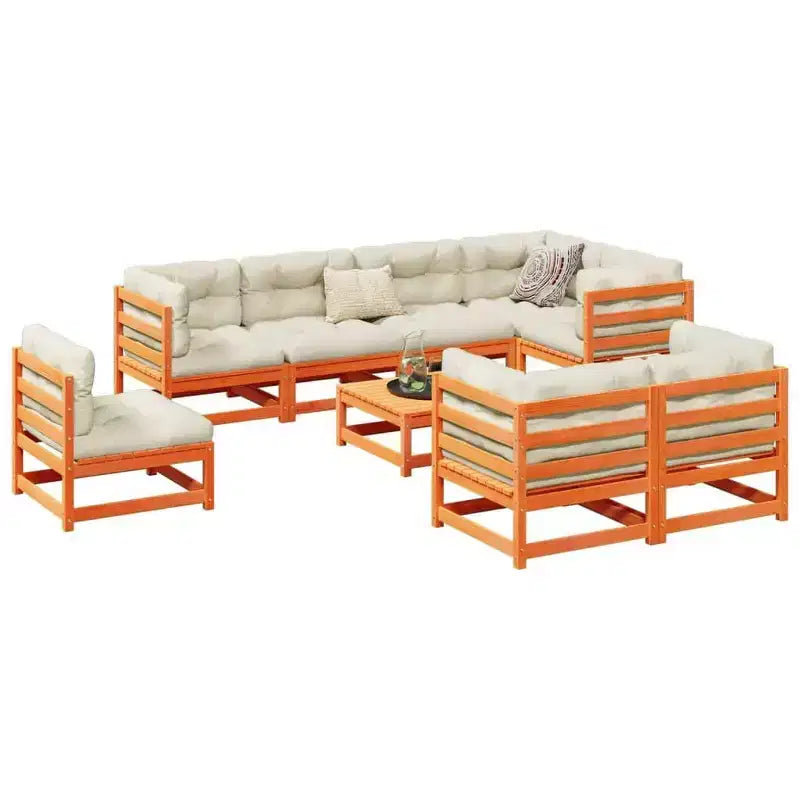 Set di divani da giardino vidaXL in legno massello di pino, componibile modulare da esterno, 9 pezzi, grande