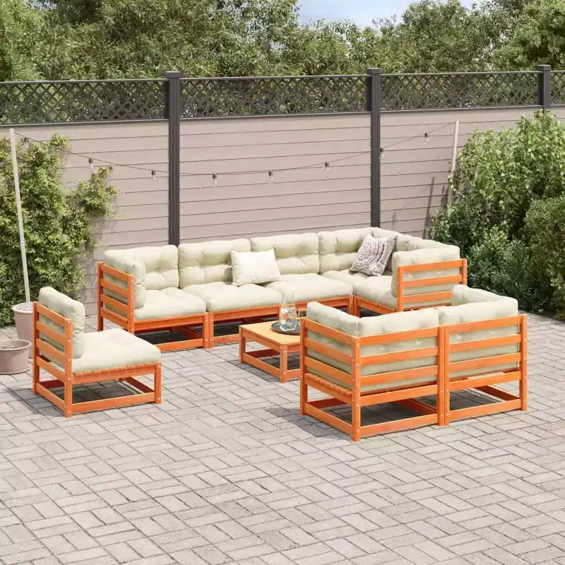 Set di divani da giardino vidaXL in legno massello di pino, componibile modulare da esterno, 9 pezzi, grande