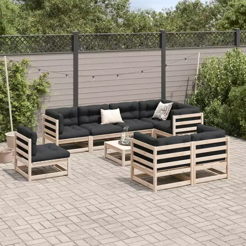 Set di divani da giardino vidaXL in legno massello di pino, componibile modulare da esterno, 9 pezzi, grande