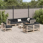 Set di divani da giardino vidaXL in legno massello di pino, componibile modulare da esterno, 9 pezzi, grande