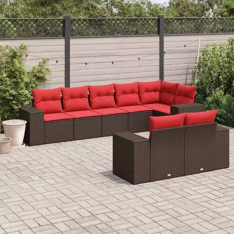vidaXL Patio Sofa Set with Cushions, Modular Outdoor Sectional, Poly Rattan, Multiple Colors/Models
