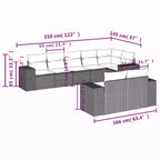 vidaXL Patio Sofa Set with Cushions, Modular Outdoor Sectional, Poly Rattan, Multiple Colors/Models