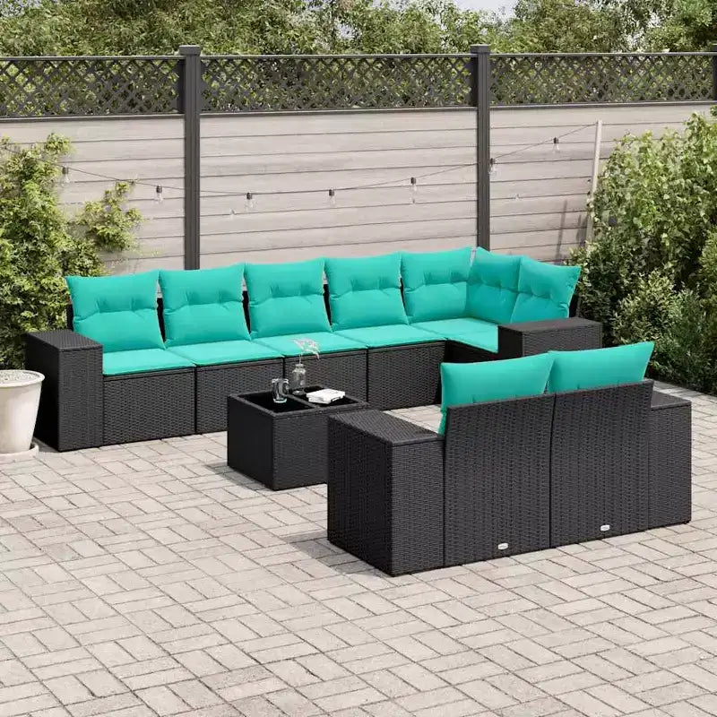 vidaXL Patio Sofa Set with Cushions, Modular Outdoor Sectional, Poly Rattan, Multiple Colors/Models
