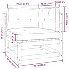 vidaXL Ensemble de mobilier de terrasse modulaire d’extérieur avec coussins, bois massif de pin – angle naturel + repose-pieds