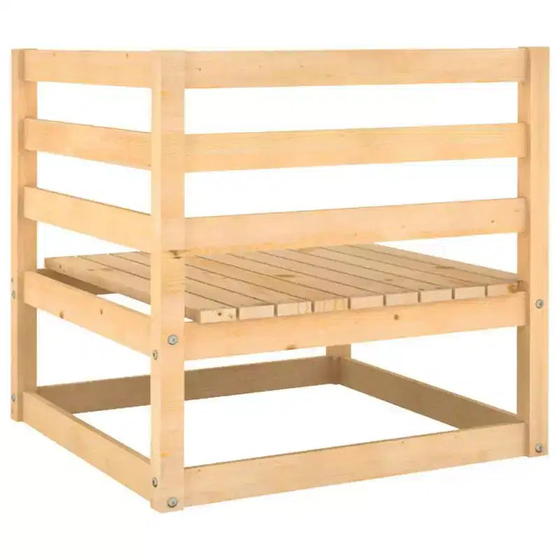vidaXL Ensemble de mobilier de terrasse modulaire d’extérieur avec coussins, bois massif de pin – angle naturel + repose-pieds