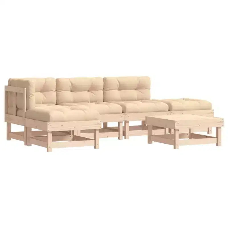 vidaXL Patio Furniture Set with Cushions Outdoor Lounge Set 6 Piece Solid Wood