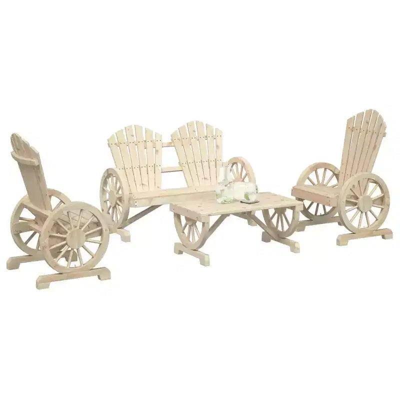 vidaXL Ensemble de salon de terrasse, mobilier d’assise de jardin d’extérieur 4 pièces en bois massif de sapin