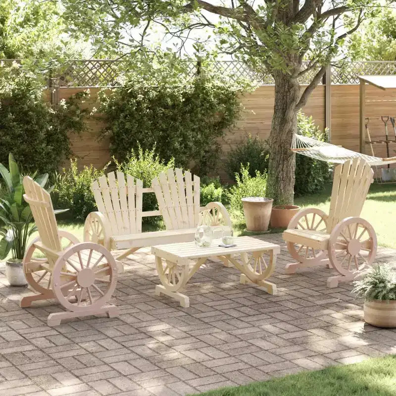vidaXL Ensemble de salon de terrasse, mobilier d’assise de jardin d’extérieur 4 pièces en bois massif de sapin