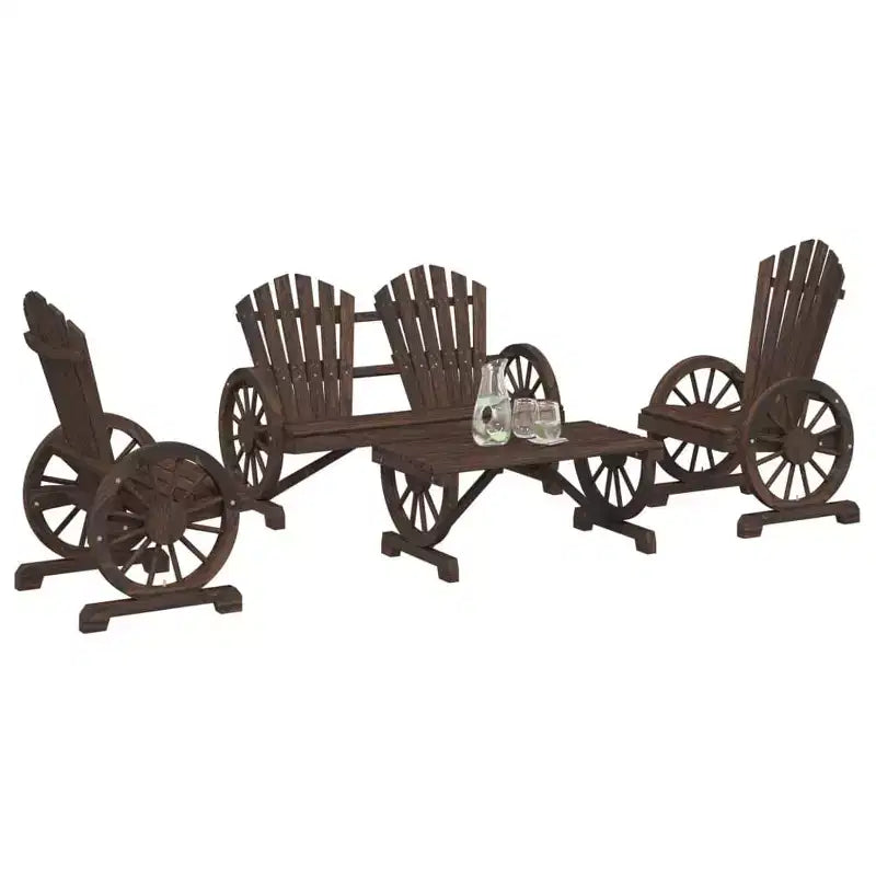 vidaXL Ensemble de salon de terrasse, mobilier d’assise de jardin d’extérieur 4 pièces en bois massif de sapin