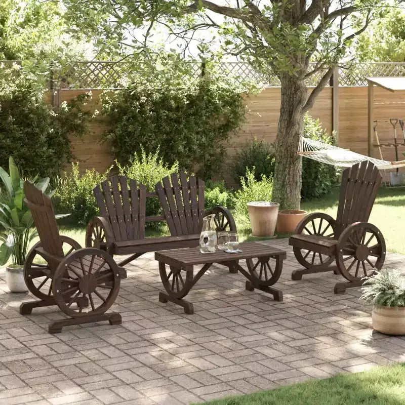 vidaXL Ensemble de salon de terrasse, mobilier d’assise de jardin d’extérieur 4 pièces en bois massif de sapin