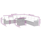vidaXL 11-teiliges Gartensofa-Set mit Kissen, Poly-Rattan