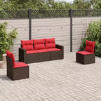 vidaXL 5 Piece Patio Sofa Set with Cushions Gray Poly Rattan