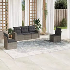 vidaXL 5 Piece Patio Sofa Set with Cushions Gray Poly Rattan