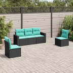 vidaXL 5 Piece Patio Sofa Set with Cushions Gray Poly Rattan