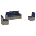 vidaXL 5 Piece Patio Sofa Set with Cushions Gray Poly Rattan