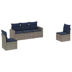 vidaXL 5 Piece Patio Sofa Set with Cushions Gray Poly Rattan