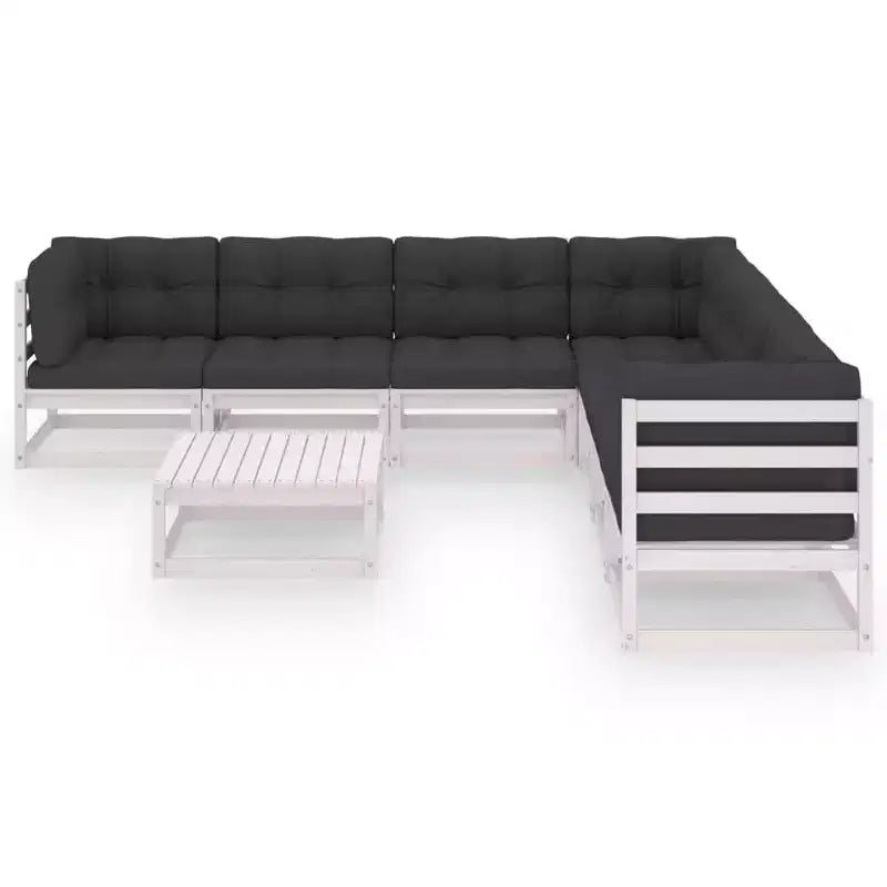 Set di mobili da patio vidaXL, 8 pezzi, divano componibile da esterno in legno massello di pino