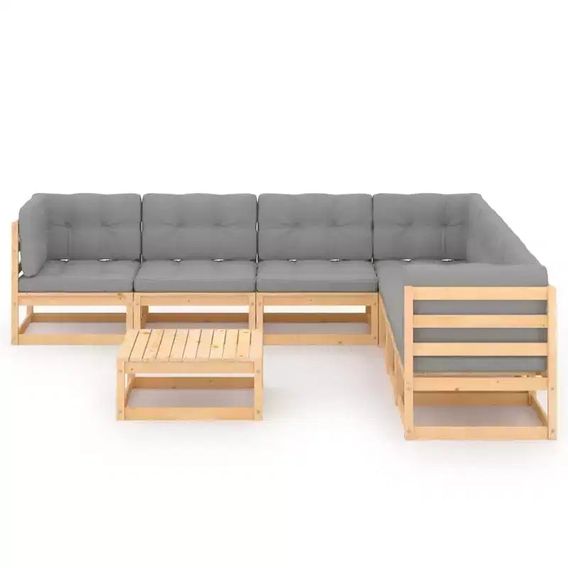 Set di mobili da patio vidaXL, 8 pezzi, divano componibile da esterno in legno massello di pino