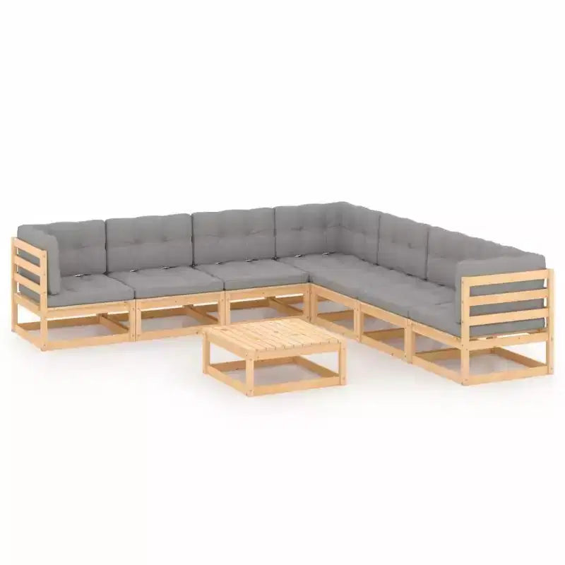vidaXL Patio Furniture Set 8 Piece Outdoor Sectional Sofa Solid Wood Pine