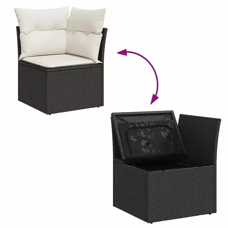 vidaXL 8-teiliges Gartensofa-Set mit Kissen, Poly-Rattan