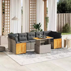 vidaXL 8-teiliges Gartensofa-Set mit Kissen, Poly-Rattan